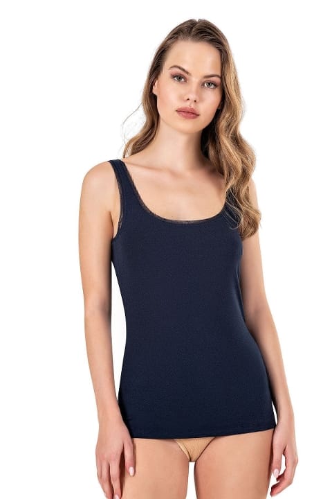 Pamuklu Modal Kalın Askılı Kadın Atlet Özkan 25493 - Lacivert