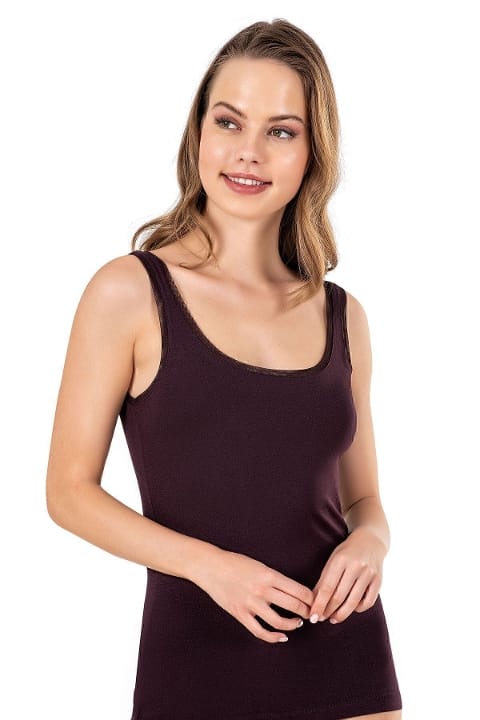 Pamuklu Modal Kalın Askılı Kadın Atlet Özkan 25493 - Bordo