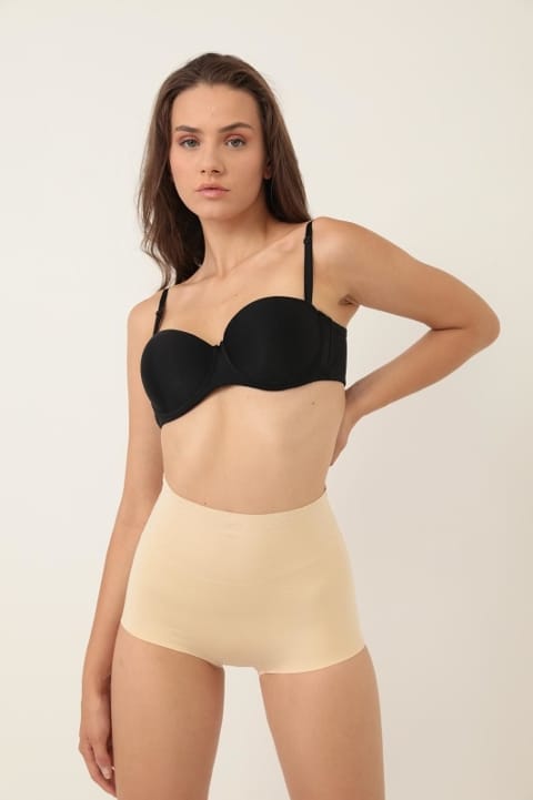 Yüksek Bel Lazer Kesim Slip Korse Kadın Liza 7100 - Ten