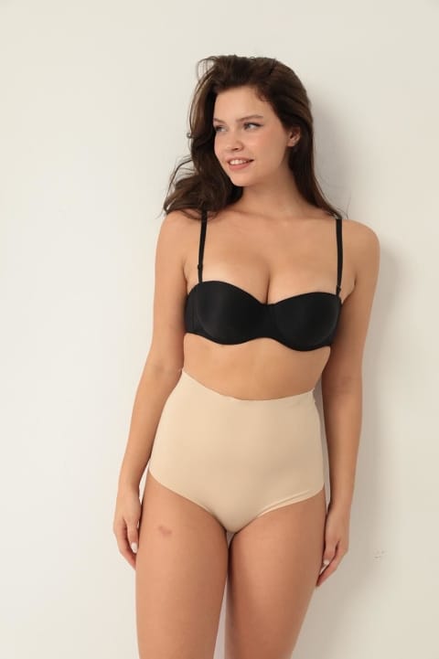 Lazer Kesim Dikişsiz Kadın Korse Siyah Liza 7200 - Ten