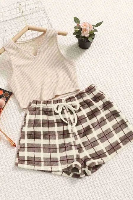 Merry See Altı Peluş Polar Üstü Örme Kolsuz Pijama Takımı MS 4066 Çok Renkli - Çok Renkli