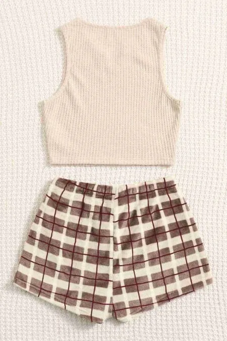 Merry See Altı Peluş Polar Üstü Örme Kolsuz Pijama Takımı MS 4066 Çok Renkli - Çok Renkli
