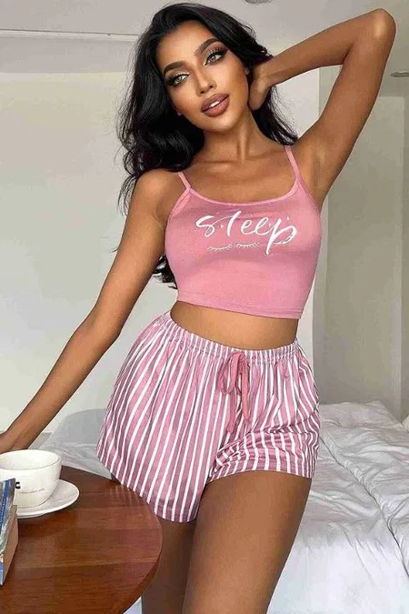 Askılı Sleep Basklı Sortlu Pijama Takımı Merry See MS4070 - Çok Renkli