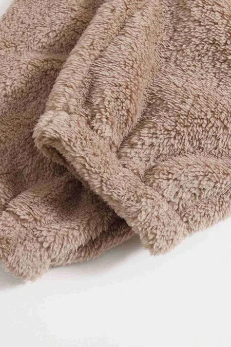 Askılı Peluş Polar Crop Kadın Pijama Takımı Kahverengi Merry See MS4065 - Kahverengi