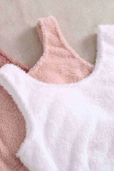 Peluş Askılı Polar Alt Üst Şortlu Kadın Pijama Takımı Merry See MS 40809 - Pembe Koyu
