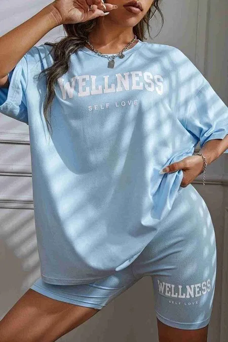 Kısa Kollu Şortlu Wellness Baskılı Soft Kadın Pijama Takımı Mavi Merry See MS 4075 - Mavi