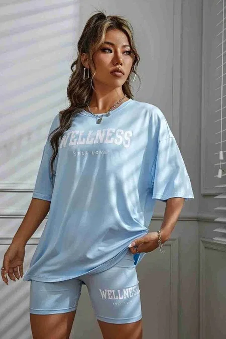 Kısa Kollu Şortlu Wellness Baskılı Soft Kadın Pijama Takımı Mavi Merry See MS 4075 - Mavi