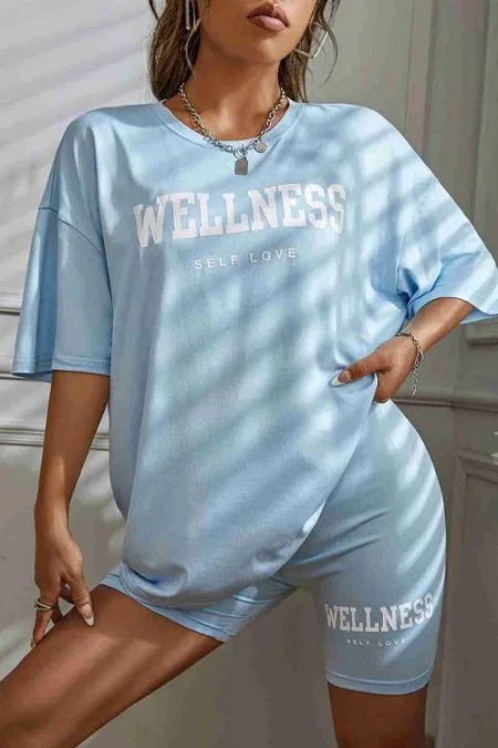 Kısa Kollu Şortlu Wellness Baskılı Soft Kadın Pijama Takımı Mavi Merry See MS 4075 - Mavi
