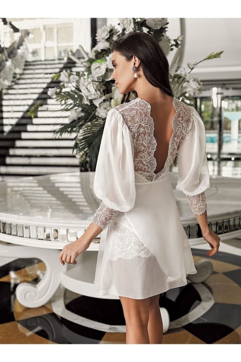 İmaj Şifon Dantel Detaylı Transparan Kadın Gecelik Takımı İmaj 3207 - Görsel 2