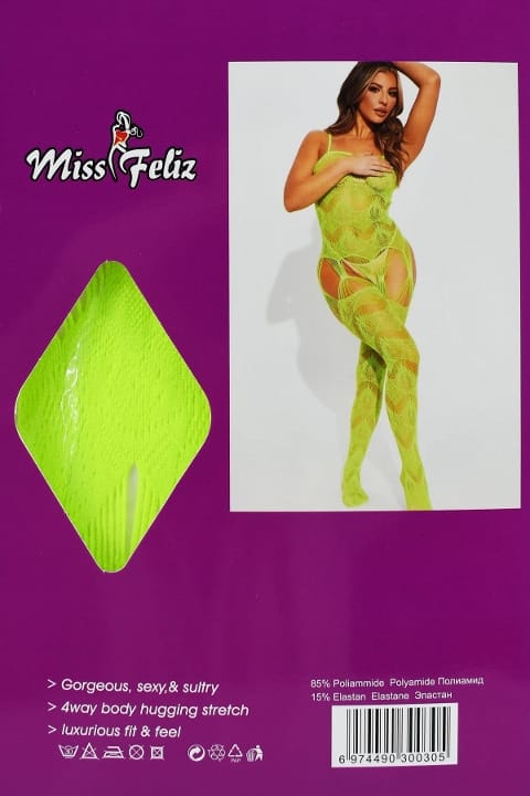 File Desenli Yeşil Vücut Çorabı Miss Feliz 3030 - 2