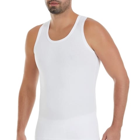 Pamuklu Modal Esnek Kısa Kollu Atlet Erkek Yıldız 78 - Beyaz