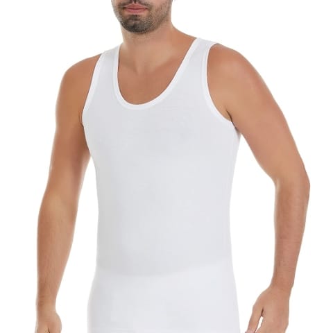 Pamuklu Modal Kısa Kollu Erkek Atlet Yıldız 74 - Beyaz