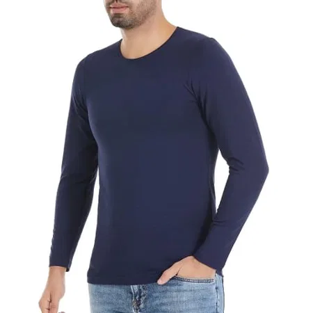 Modal Pamuklu Uzun Kollu Erkek T-Shirt Yıldız 387 - Lacivert