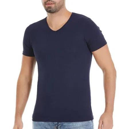 Modal Pamuklu Kısa Kollu T-Shirt Yıldız 153 - Lacivert