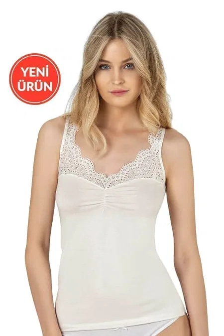 Modal Pamuklu Esnek Kalın Askılı Kadın Atlet Özkan 26961 - Ekru