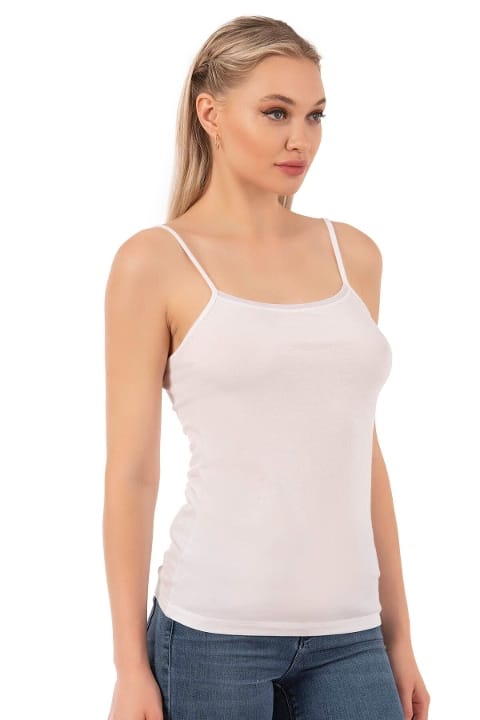 Modal Pamuklu Esnek İp Askılı Kadın Atlet Özkan 27105 - Beyaz