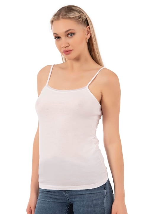 Modal Pamuklu Esnek İp Askılı Kadın Atlet Özkan 27105 - Beyaz