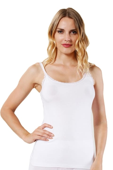 Modal Pamuklu Dantelli İnce Askılı Kadın Atlet Özkan 24675 - Beyaz