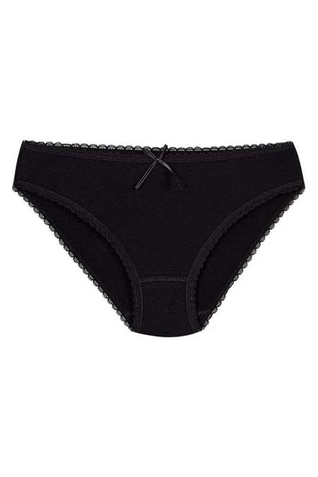 Pamuklu Modal Elastan Yüksek Bel Bikini Külot 6'lı Paket Yıldız 3901 - Siyah