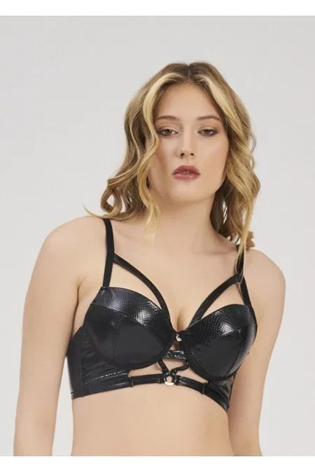 Somon Renkli Dantel Body Moonlight 2213 - Siyah