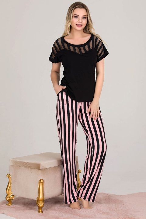 Tül Detaylı Kısa Kollu Pijama Takımı Lady 12549