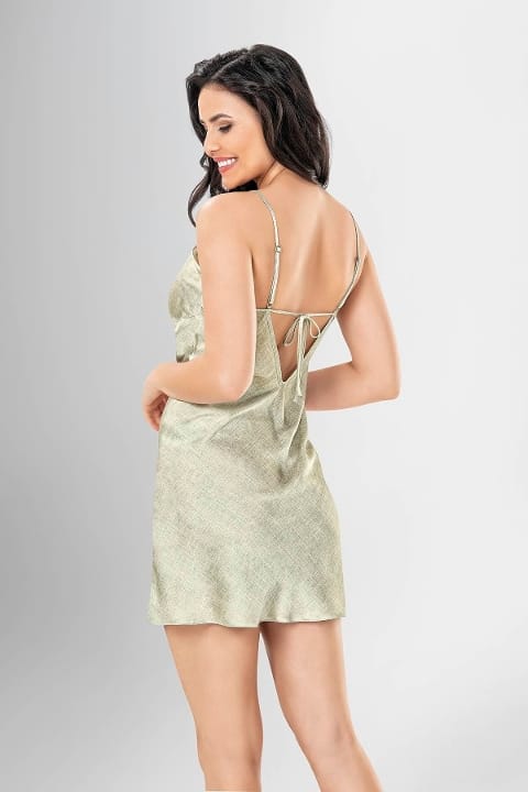 Önden Düğümlü Kısa Sabahlık Gecelik Takımı Lila Ahu 1938 - Yeşil