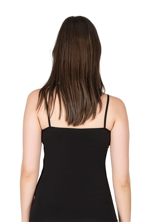 Önü Büzgülü Dantelli Pamuklu İp Askılı Kadın Atlet Özkan 3167 - Siyah