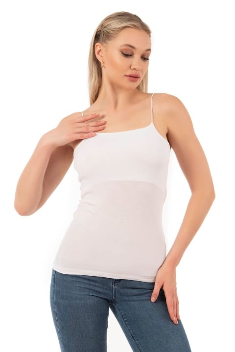 Pamuklu Modal Esnek İnce Askılı Kadın Atlet Özkan 27042 - Beyaz