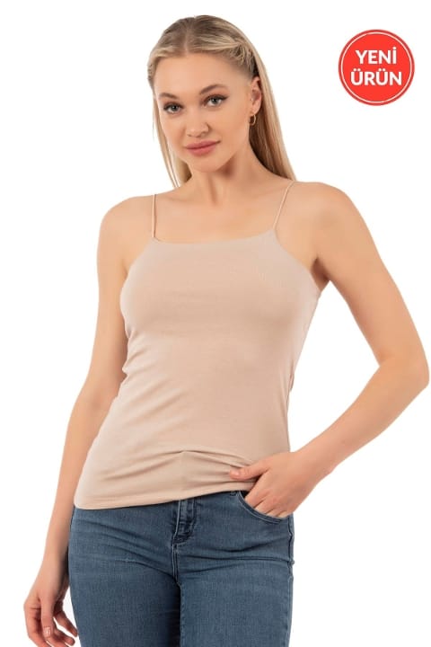 Pamuklu Modal Esnek İnce Askılı Kadın Atlet Özkan 27042 - Ten