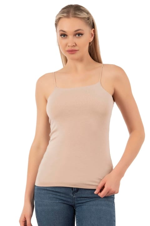 Pamuklu Modal Esnek İnce Askılı Kadın Atlet Özkan 27042 - Ten