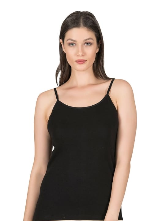 Pamuklu Nefes Alan Esnek İp Askılı Kadın Atlet Özkan 0107 - Siyah