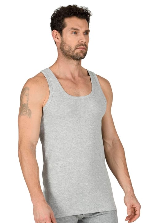 Pamuklu Ribana Kalın Askılı Erkek Atlet Özkan 11406 - Gri