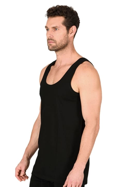 Pamuklu Ribana Kalın Askılı Erkek Atlet Özkan 11406 - Siyah