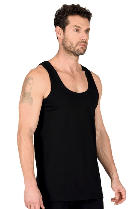 Pamuklu Ribana Kalın Askılı Erkek Atlet Özkan 11406 - Siyah