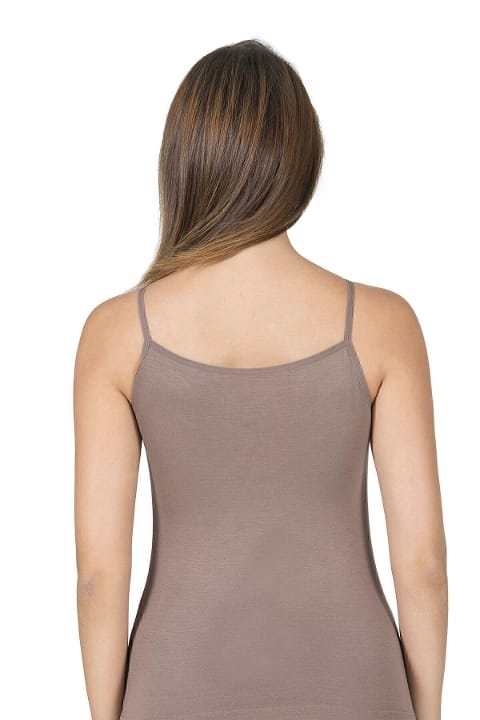 Esnek Viskon Saten Yakalı İnce Askılı Atlet Özkan 2040 - Kahverengi