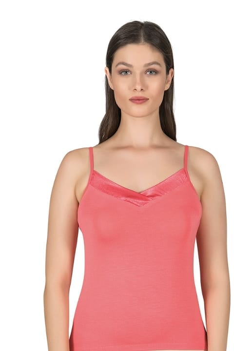 Esnek Viskon Saten Yakalı İnce Askılı Atlet Özkan 2040 - Somon