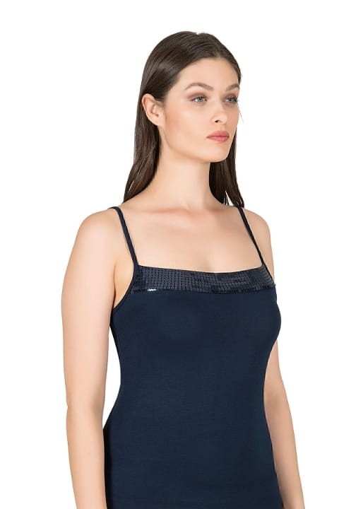 Esnek İp Askılı Viskon Kadın Atlet Özkan 2102 - Lacivert