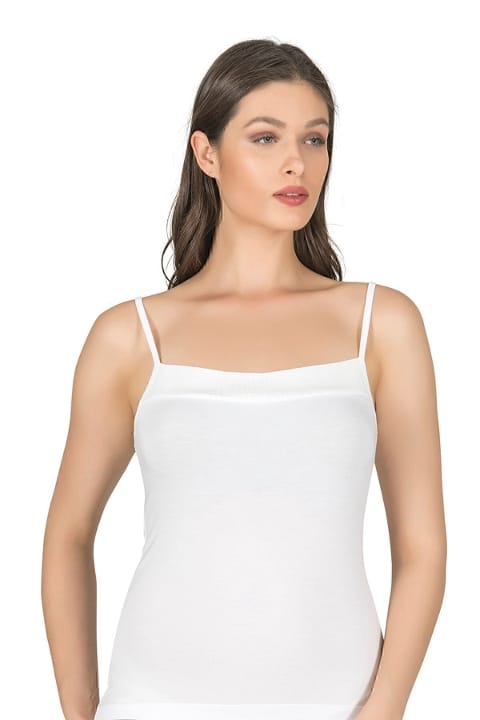 Esnek İp Askılı Viskon Kadın Atlet Özkan 2102 - Beyaz