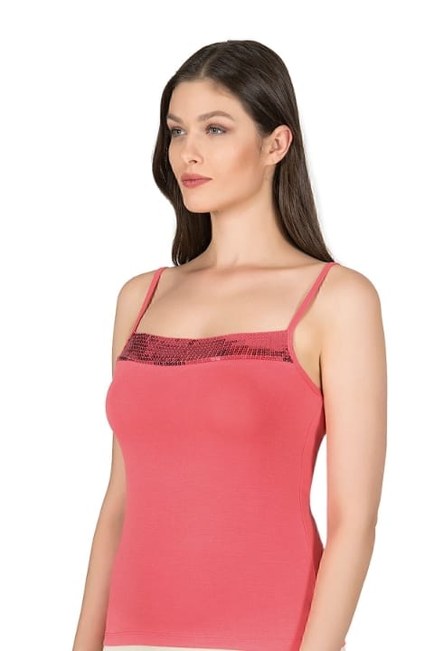 Esnek İp Askılı Viskon Kadın Atlet Özkan 2102 - Somon