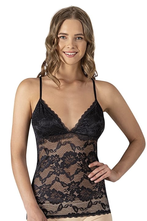 V Yaka İnce Askılı Pamuklu Modal Atlet Özkan 25596 - Siyah