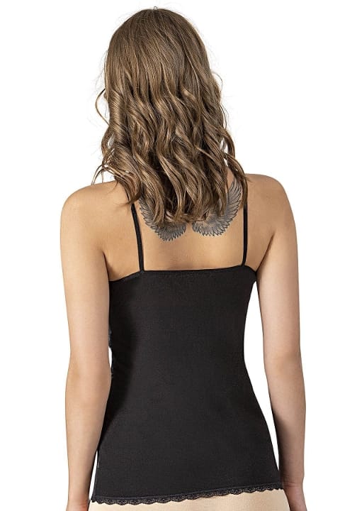 V Yaka İnce Askılı Pamuklu Modal Atlet Özkan 25596 - Siyah