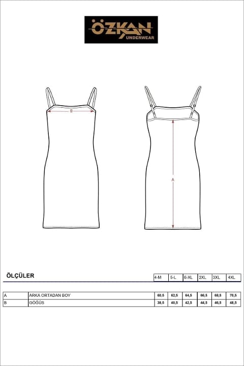 Viskon İp Askılı Atlet Kombinezon Özkan 7126 - Siyah