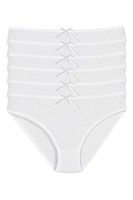 Yüksek Bel Pamuklu Kadın Bikini Külot Yıldız 3575 - Beyaz
