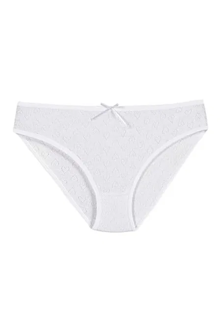 Yüksek Bel Pamuklu Kadın Bikini Külot Yıldız 3575 - Beyaz