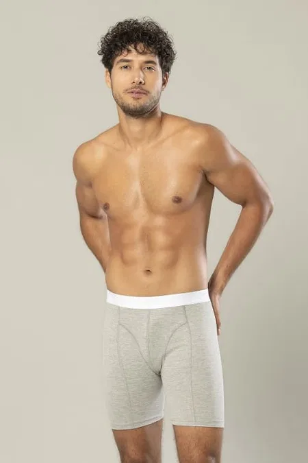 Pamuklu Uzun Boxer Esnek Bel Erdem 1416 - Gri