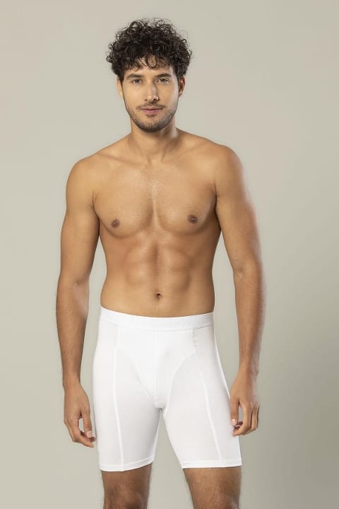 Pamuklu Uzun Boxer Esnek Bel Erdem 1416 - Beyaz