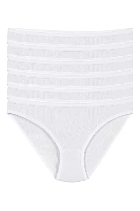 Yüksek Bel Pamuklu Bikini Külot 6'lı Paket Yıldız 2122 - Beyaz