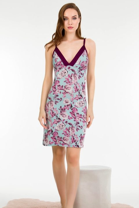 Lady Pamuklu Çiçekli Kadın Gecelik Lady 6177