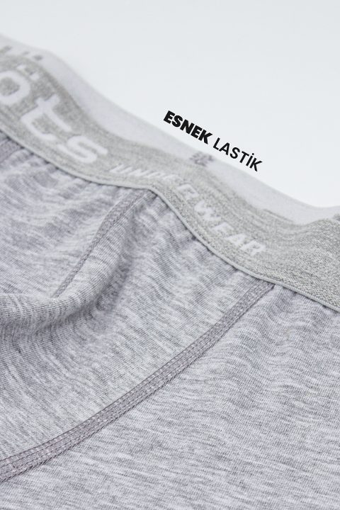 Pamuklu Uzun Paçalı Boxer Esnek Bel Öts 2645 - Gri