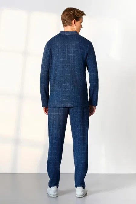 Pamuklu Kareli Mavi Pijama Takımı Doreanse 25K4543 - Mavi